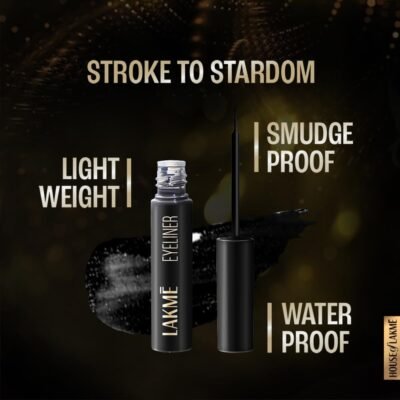 Lakme Absolute Shine Liquid Eye Liner, Black, Long Lasting Shimmery Liner for a Glossy Finish - Smudge Proof Eye Makeup, Does Not Fade, 4.5 ml