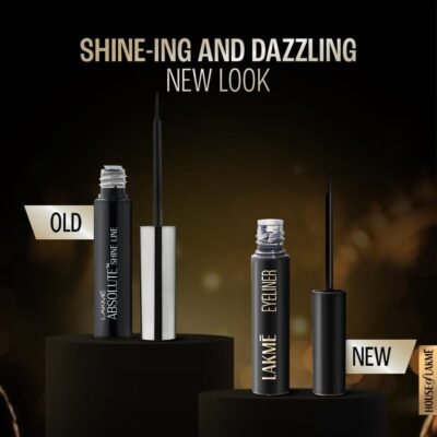 Lakme Absolute Shine Liquid Eye Liner, Black, Long Lasting Shimmery Liner for a Glossy Finish - Smudge Proof Eye Makeup, Does Not Fade, 4.5 ml