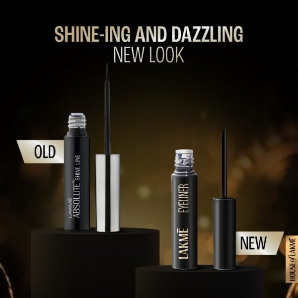 Lakme Absolute Shine Liquid Eye Liner, Black, Long Lasting Shimmery Liner for a Glossy Finish - Smudge Proof Eye Makeup, Does Not Fade, 4.5 ml - Image 3