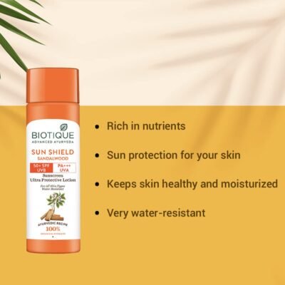 Biotique Bio Sandalwood Sunscreen Ultra Soothing Face Lotion, SPF 50+ |Ultra Protective Lotion| Keeps Skin Soft, Fair and Moisturized| Water Resistant| For...