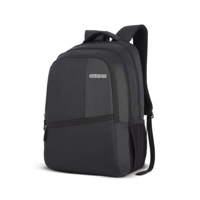 American Tourister Valex 28 Ltrs Large 5 Compartment Laptop Backpack with Bottle Pocket and Front Organizer- Black