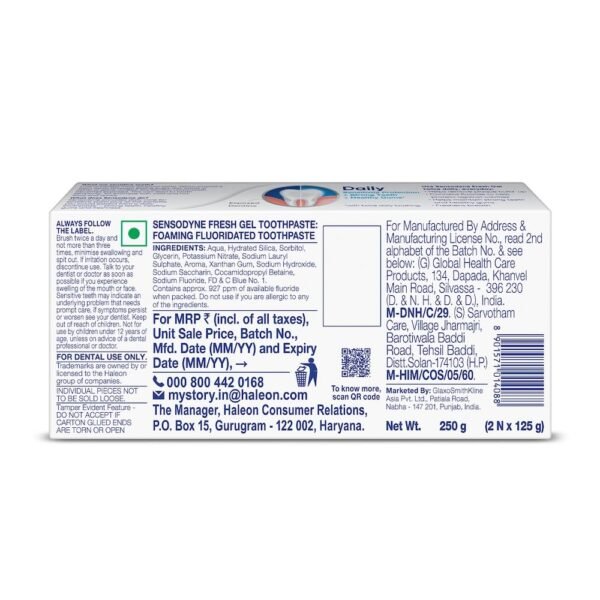 Sensodyne Toothpaste Fresh Gel, Sensitive tooth paste for daily sensitivity protection - Image 5