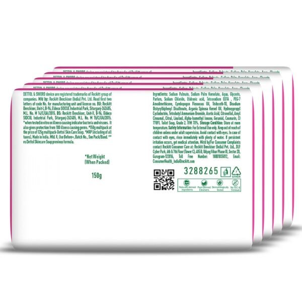 Dettol Skincare Moisturizing Beauty Bathing Soap Bar with Argan Oil (750gm) | Softer Skin, 150gm, Pack of 5 - Image 4