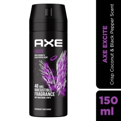 Axe Excite Deodorant Body Spray for Men | 48H* Odour Protection | Crisp Coconut & Black Pepper Scent | 150ml