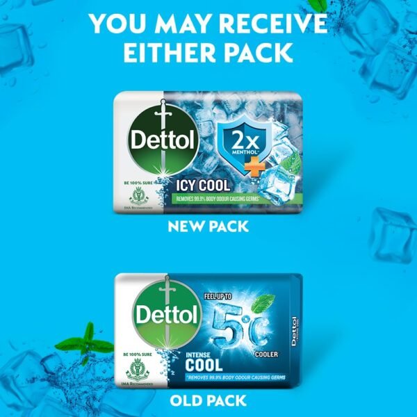 Dettol Icy Cool Bathing Soap Bar with Menthol (Pack of 6 - 125g each), Combo Offer on Bath Soap - Image 2