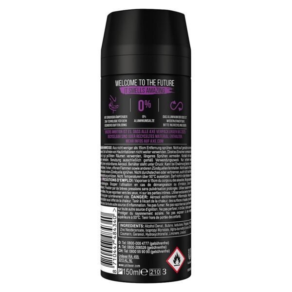 Axe Excite Deodorant Body Spray for Men | 48H* Odour Protection | Crisp Coconut & Black Pepper Scent | 150ml - Image 2