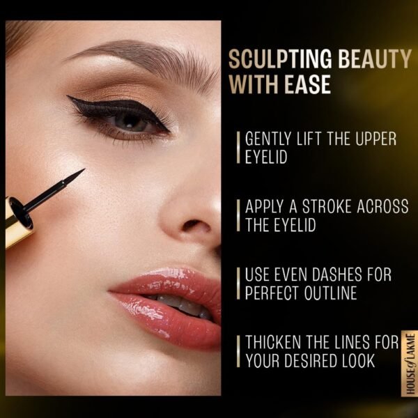 Lakme Absolute Shine Liquid Eye Liner, Black, Long Lasting Shimmery Liner for a Glossy Finish - Smudge Proof Eye Makeup, Does Not Fade, 4.5 ml - Image 5
