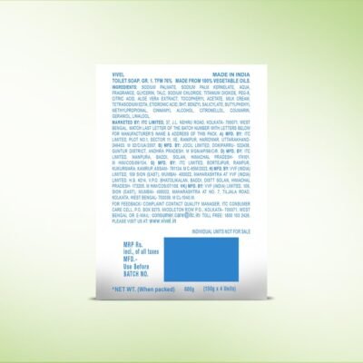 Vivel Aloe Vera Grade 1 Bathing Soap with Vitamin E for Soft Glowing skin, 600g (150g - Pack of 4), Soap for Women & Men, For All Skin Types