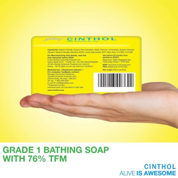 Cinthol Lime Bath Soap - 100g (Pack of 5) - Image 3