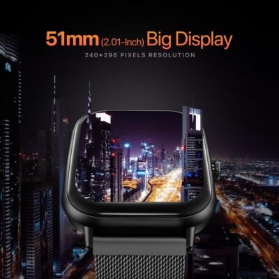 Fire-Boltt Ninja Call Pro Max Smart Watch 2.01 inch Display, Bluetooth Calling, 120+ Sports Modes, Health Suite, Voice Assistance (Black SS)