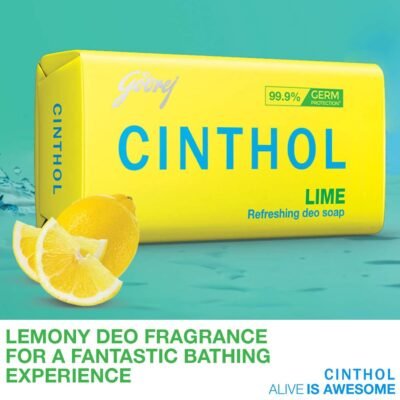 Cinthol Lime Bath Soap - 100g (Pack of 5)