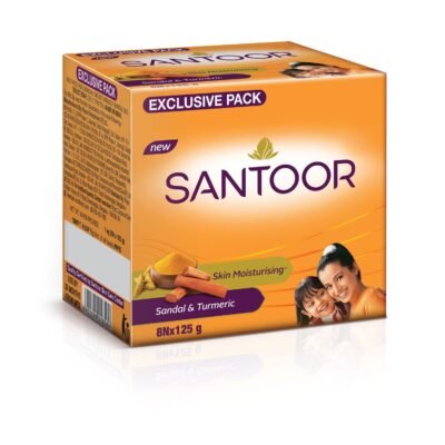 Santoor Skin Moisturizing Sandal & Turmeric Bathing Soap with Nourishing & Anti-Aging Properties