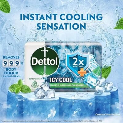 Dettol Icy Cool Bathing Soap Bar with Menthol (Pack of 6 - 125g each), Combo Offer on Bath Soap