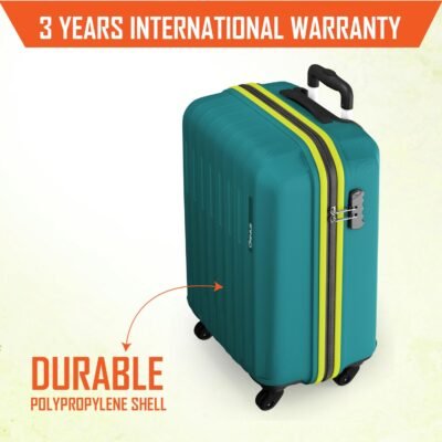 Safari Genius Alley 55cm Cabin Trolley Bag Hard Case Polypropylene, 4 Spinner Wheels, 360 Degree Wheeling Carry on Luggage