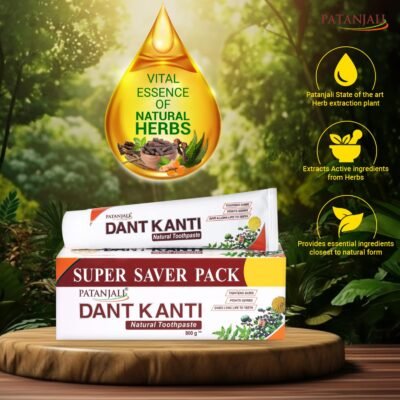 Patanjali Dant Kanti Natural Toothpaste 800G (200G X 4), Super Saver Value Pack, Makes Teeth Strong, Tightens Gums, Gives Cavity Free Smile
