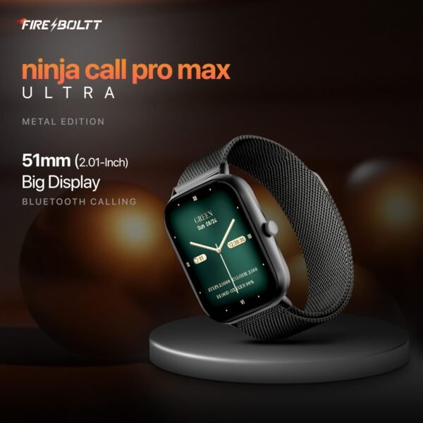 Fire-Boltt Ninja Call Pro Max Smart Watch 2.01 inch Display, Bluetooth Calling, 120+ Sports Modes, Health Suite, Voice Assistance (Black SS) - Image 3