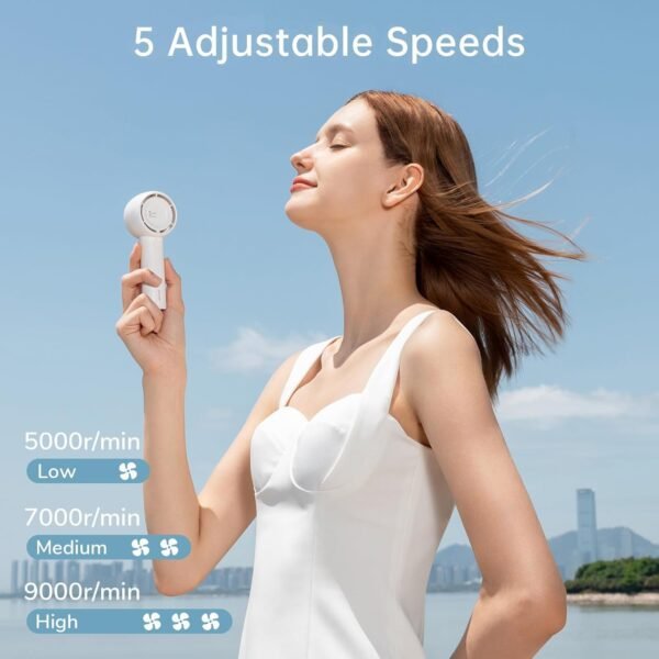 JISULIFE Handheld Fan, Innovative Hidden Fan Blades Design, 4400mAh Mini Portable Fan with 18H Max Cooling Time, USB Rechargeable Hand Fan, Personal Lash Fan - Image 4