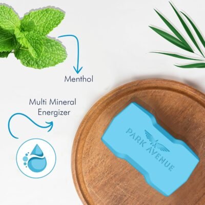 Park Avenue Premium Men’s Soaps for Bath – Cool Blue | 125g (Pack of 4) | Menthol & Mineral Energizer | Grade 1 Soap | For All Skin Types