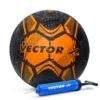 Vector X Street Soccer Rubber Moulded Indoor/Outdoor Water-Resistant Football + Pump with Butyl Bladder, Black-Orange, Size 5, Suitable for Match and...