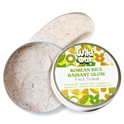 WildOak Korean Rice Face Scrub | Glass Skin & De-Tan | Boosts Collagen Naturally |