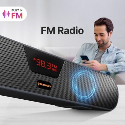 CrossBeats Blaze B30 Bluetooth 30W Soundbar Gaming RGB Light | AUX, BT, SD Card, USB &FM I 8 Hrs Playtime Fast Charge| TWS Pairing| Built in mic| BT Speaker for TV, Mobile, PC, Laptop, Tablet - Black