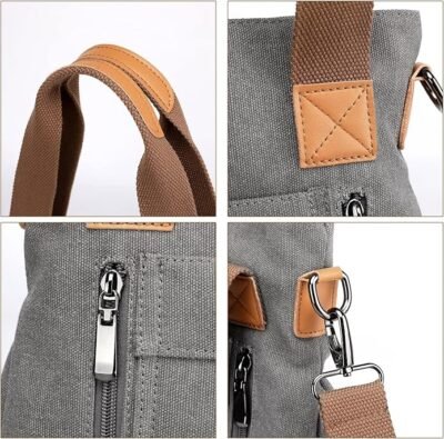 Kawn® Canvas Tote Bag for Women Aesthetic Large Capacity Shoulder Bag with Multi-Compartments Satchel Handbags with Detachable Strap hobo bags for Women for Office, College and Travel