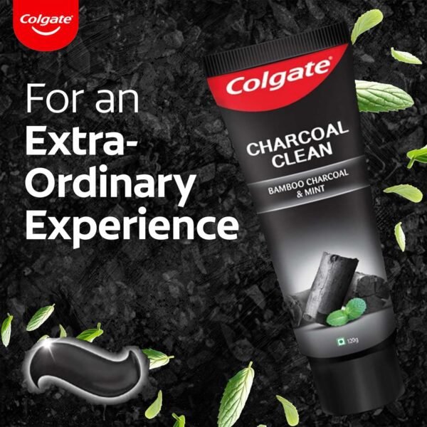 Colgate Charcoal Clean Black Gel Toothpaste, Combo Pack of 240g (120g x2) Deep Clean Tooth paste With Bamboo Charcoal & Wintergreen Mint For Plaque Removal & Tingling Fresh Mouth Experience - Image 2