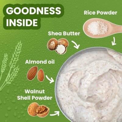 WildOak Korean Rice Face Scrub | Glass Skin & De-Tan | Boosts Collagen Naturally |