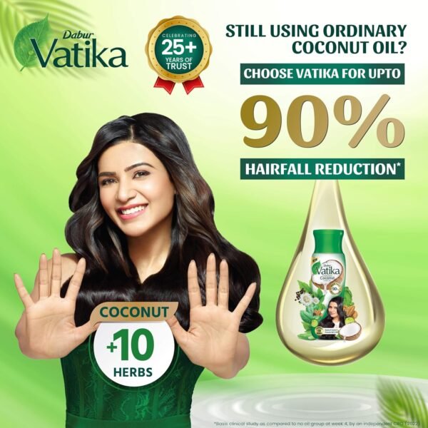 Vatika Enriched Coconut Hair Oil , 450 ml - Clinically Tested to Reduce 50% Hairfall in 4 Weeks - Image 4