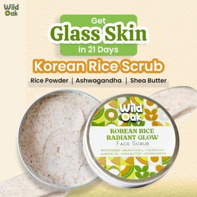 WildOak Korean Rice Face Scrub | Glass Skin & De-Tan | Boosts Collagen Naturally |
