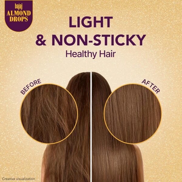 Bajaj Almond Drops Hair Oil, 625ml, Hair Oil, 6X Vitamin E, Almond Oil, Light and Non-Sticky, Hair Fall Control - Image 4