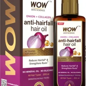 WOW SKIN SCIENCE Onion Oil - Black Seed Onion Hair Oil - WITH COMB APPLICATOR - Controls Hair Fall - NO Mineral Oil, Silicones, Cooking Oil & Synthetic Fragrance - 200 ml Hair Oil  (200 ml)