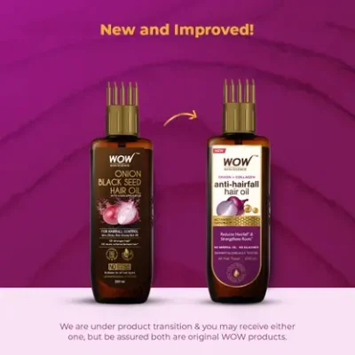 WOW SKIN SCIENCE Onion Oil - Black Seed Onion Hair Oil - WITH COMB APPLICATOR - Controls Hair Fall - NO Mineral Oil, Silicones, Cooking Oil & Synthetic Fragrance - 200 ml Hair Oil  (200 ml)