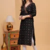 xl-pw600-purshottam-wala-original-imah6s4e4gpwntv4 Women Floral Print Viscose Rayon Straight Kurta (Black)