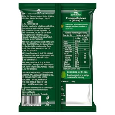 Tata Sampann Pure Cashews Whole - Nutritious Delight