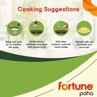 FORTUNE Thick Indori Poha, Super Soft, 500g