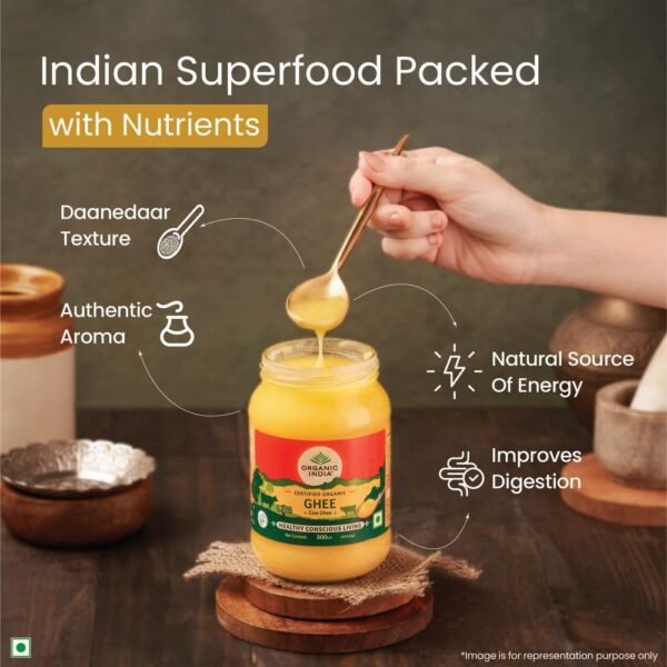 Organic India Pure Cow Ghee - 500ml - Image 4