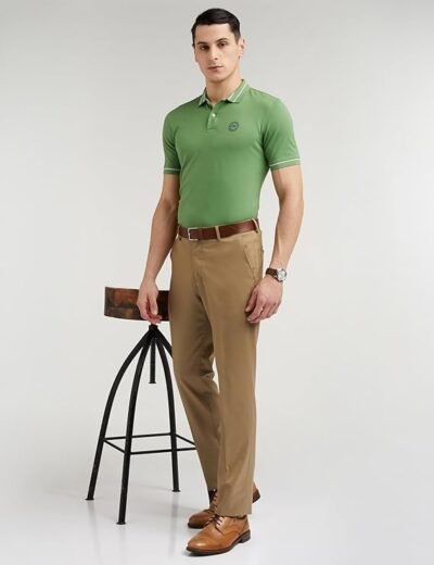 Peter England Men's Regular Fit Insignia Half Sleeve Polo T-Shirt