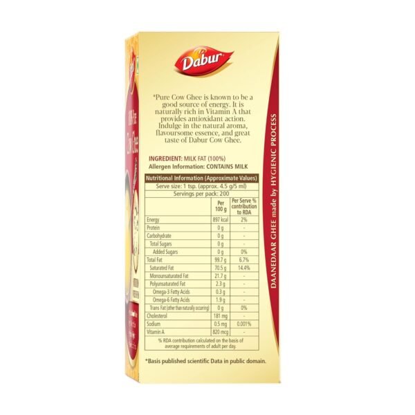 Dabur 100% Pure Cow Ghee - Rich in Aroma and Nutrition - Image 2