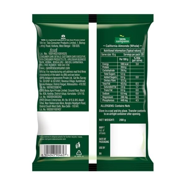 Tata Sampann California Almonds - 200g - Image 3