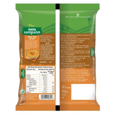 Tata Sampann Unpolished Toor Dal - 1kg