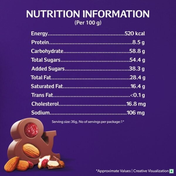 Cadbury Dairy Milk Fruit and Nut Chocolate Bar - Image 2