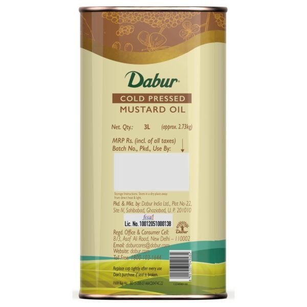 Dabur Cold Pressed Mustard Oil - 3L - Image 2