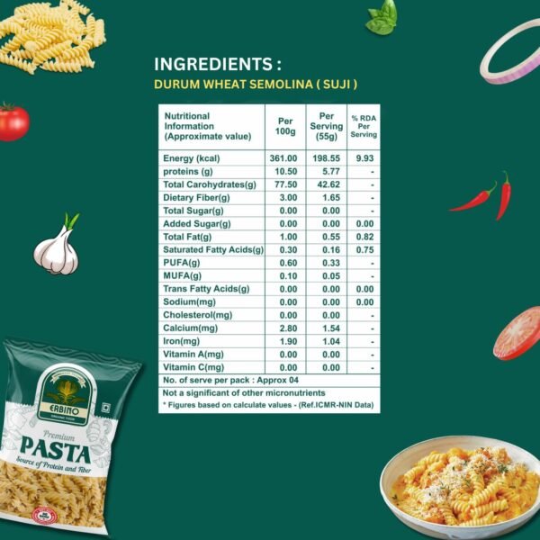 ERBINO Fusilli Pasta - 100% Durum Wheat Semolina - Image 3