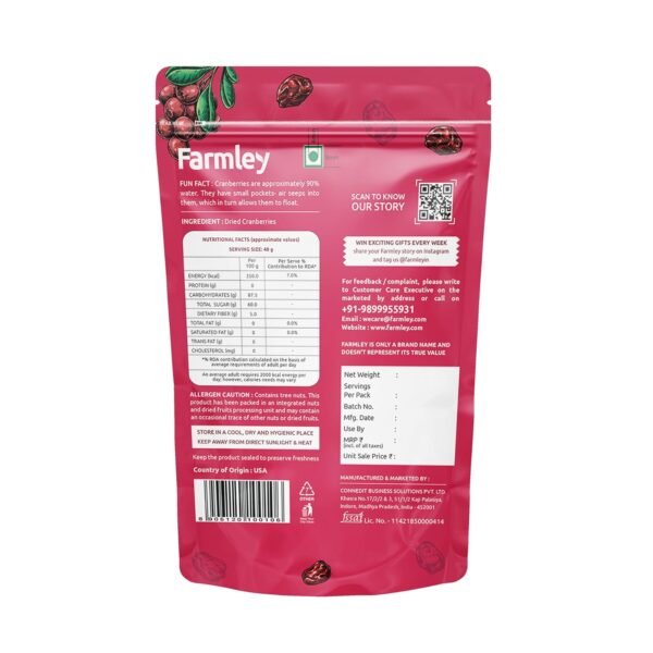 Farmley Dried Cranberry - 200g Pack - Image 4