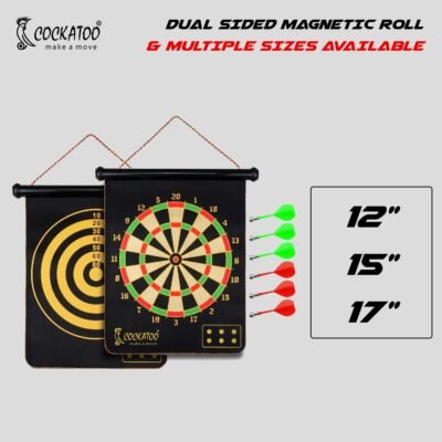 Cockatoo Dual-Sided Magnetic Dartboard – 12 Inch Black | Safe