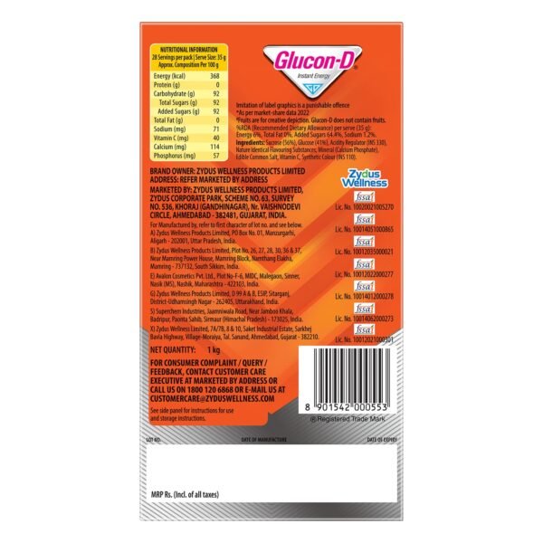 Glucon-D Tangy Orange Glucose Powder - Image 2