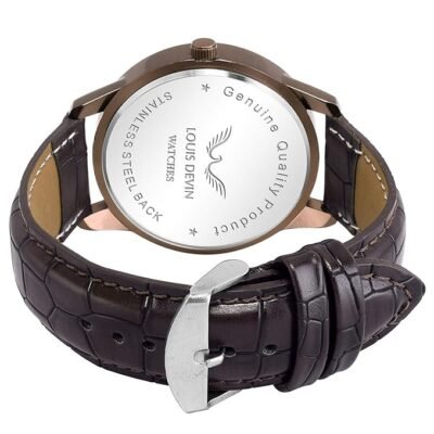 LOUIS DEVIN Leather Strap Analog Wrist Watch for Men