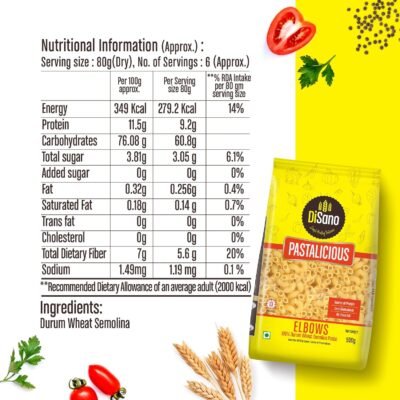 DISANO Elbows Pasta - 100% Durum Wheat