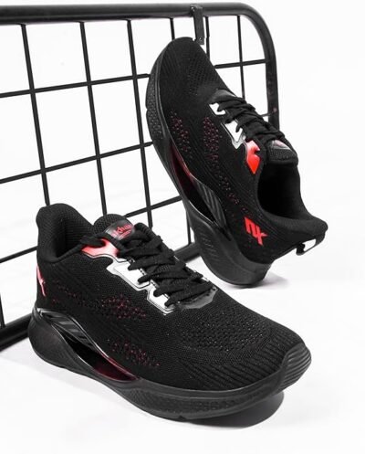 Lakhani Aashirwad Plush Black-Red Training Shoes